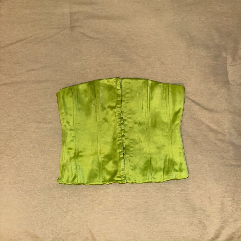 Danielle Guizio Lime Green Satin Corset